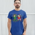 thumbnail image 3 of Tee Hunt Elf and Santa Claus Dab Dancing T-shirt Merry and Bright Christmas Men's Tee, Blue, XX-Large, 3 of 5