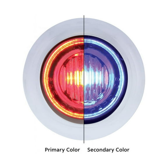 3 LED Double Fury Dual Color Mini Clearance/Marker Light W/ Bezel - Red/Blue