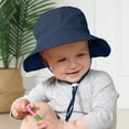 thumbnail image 6 of Toddler Beach Hat UPF 50+ Sun Protection Kids Sun Hat Camping Wide Brim Baby Hats with Mesh Liner Navy White 0-6 Months, 6 of 8