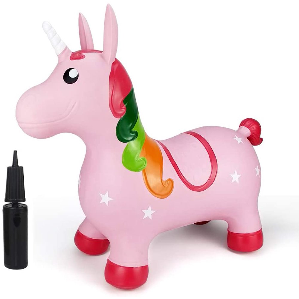 Inpany Pink Unicorn Hopper, Horse Hopper, Bouncy Inflatable Animal