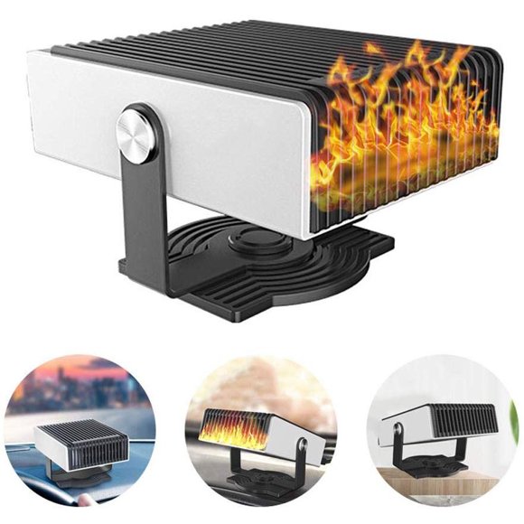 Chauffage Portable pour Voiture, Chauffage de Voiture Dégivreur de Pare-Brise avec Ventilateur, Chauffage 12V150W Qui Se Branchera à la Sortie d'Allume-Cigare Réglable, pour Véhicule Camions Maison Bureau Table