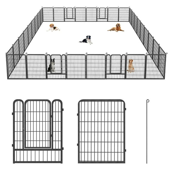 Txh001 Dog Playpen Outdoor, 34 Panels 40inch Indoor Dog Pen with Doors for Large/Medium/Small Dogs Pet Playpen Outdoor Dog Fence for RV, Camping, Yard