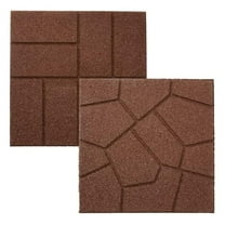 Dual Sided Rubber Paver Tile - 16" X 16" X 3/4" (Brown, 5 Tiles)