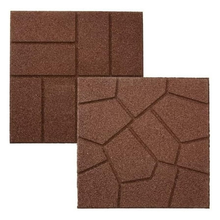Dual Sided Rubber Paver Tile - 16" X 16" X 3/4" (Brown, 5 Tiles)