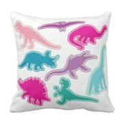 STOAG Cute Silhouettes Dinosaur Pink Purple Blue Colorful Love Throw Pillowcase Cushion Case Cover 16x16 inch