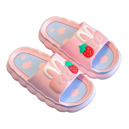 

Penkiiy Girls Cute Cartoon Slippers Soft Breathable Anti-Slip Bedroom Home Slippers Cool Sandals for Kids 2-3 Years Pink 2023 Summer Deal