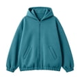 thumbnail image 6 of Oiangi Womens Full-Zip Hoodies Long Sleeve Pullover Basic Sweatshirts Fall Winter Daily Wear Sweatshirt with Pockets Green XL, 6 of 6