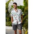 thumbnail image 7 of Loose Hawaiian Shirt for Men Short Sleeve Casual Button Down Floral Shirts White With Palm Trees M, 7 of 7