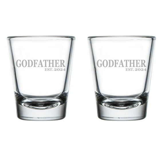 Set of 2 Shot Glasses 1.75oz Shot Glass Godfather Est 2024