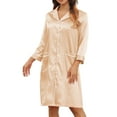 thumbnail image 2 of Vestido de pijama de color puro,Camisón con cuello en V para mujer Camisón con botones y cuello en V Eficiencia maximizada, 2 of 6