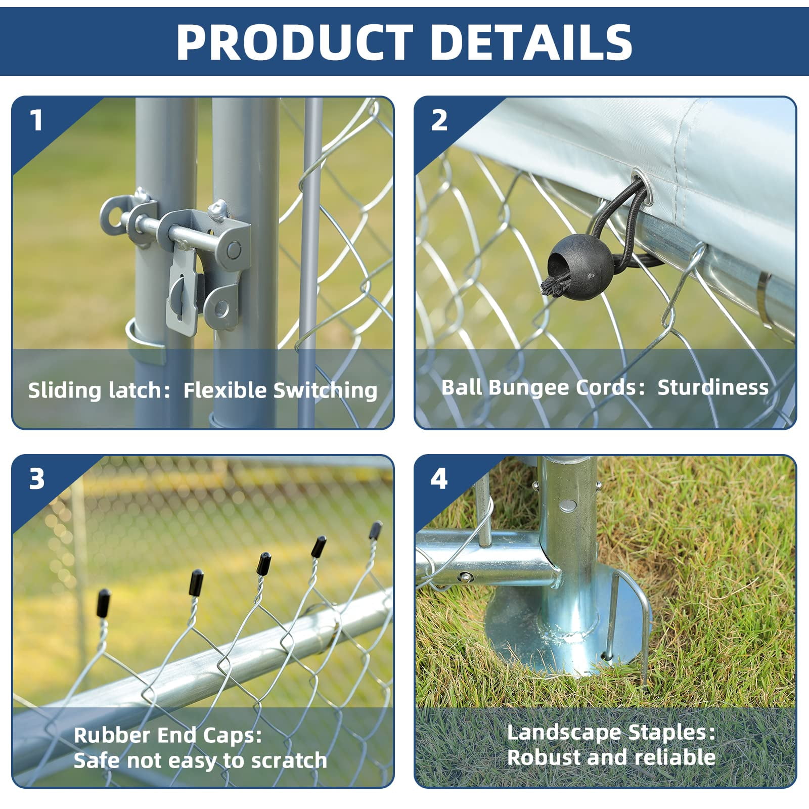 Outdoor Large Dog Kennel, Heavy Duty Dog Cage Pet House Galvanized Steel Fence Dog Playpen Puppy Exercise Pen Dog Run Cage w/UV & Waterproof Cover and Secure Lock (9.84'Lx9.84'Wx7.21'H)