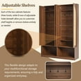 thumbnail image 4 of 79" Hall Tree with Bench and Shoe Storage, 4-in-1 Hall Tree with Coat Rack, 4 Rattan Doors, 6 Hooks, 2 Cabinets, Adjustable Shelf, for Hallway, Entryway, Walnut, 4 of 8