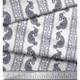 thumbnail image 3 of Soimoi Gray Poly Georgette Fabric Stripe & Paisley Block Print Sewing Fabric Yard 52 Inch Wide, 3 of 3