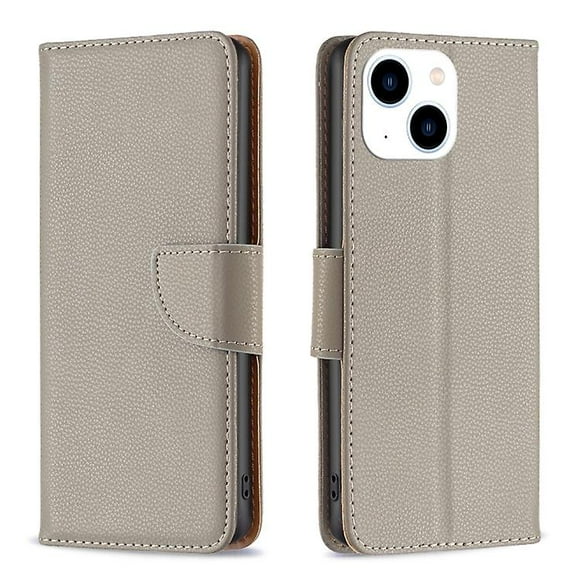 For Iphone 14 Case-have Different Colors- Litchi Texture Pure Color Flip Leather