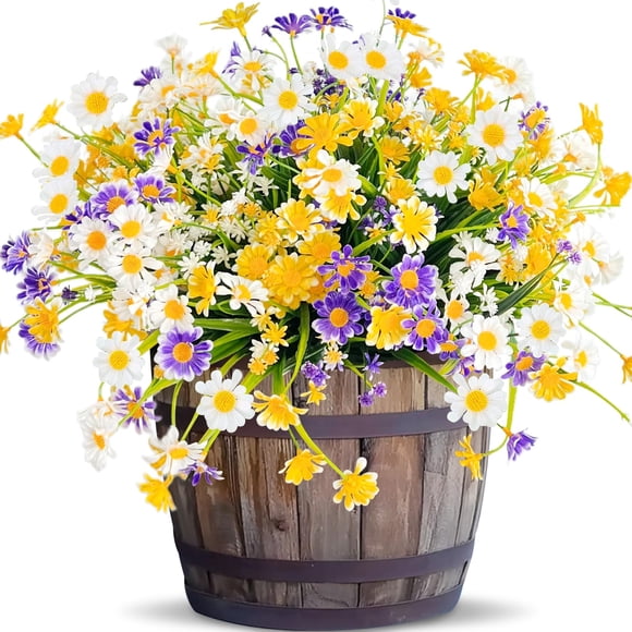 Flores artificiales de margarita Turnmeon resistentes a los rayos UV, 8 paquetes