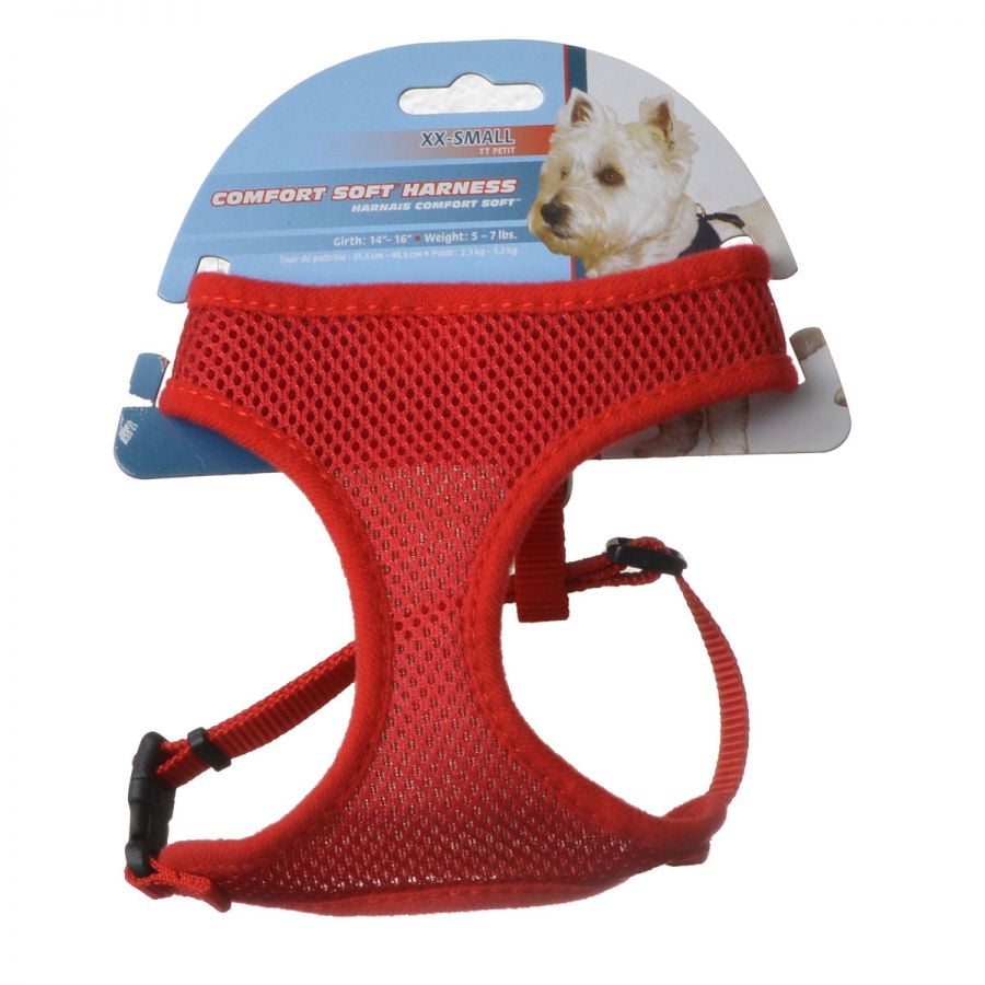 Coastal Pet Comfort Soft Adjustable Harness Red Small 3/8" Wide