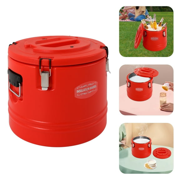 Miumaeov 31.7QT Portable Insulated Bucket Food Carrier Food Warmer Cooler with Stainless Steel Barrel