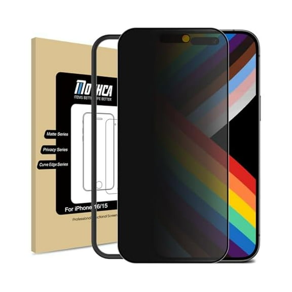 lulufa Matte Privacy Screen Protector for iPhone 16 / iPhone 15 [6.1 inch] with Easy Installation Tool, Anti Spy Anti Glare Full Coverage Tempered Glass Film, Anti-Fingerprint, Smooth as Silulufa