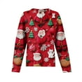 thumbnail image 4 of WTOBBY Women's Christmas Print Knit Cardigan, Long Sleeve Pullover with Festive Designs, Cozy for Holiday Parties and Winter Wear,Red XL, 4 of 6