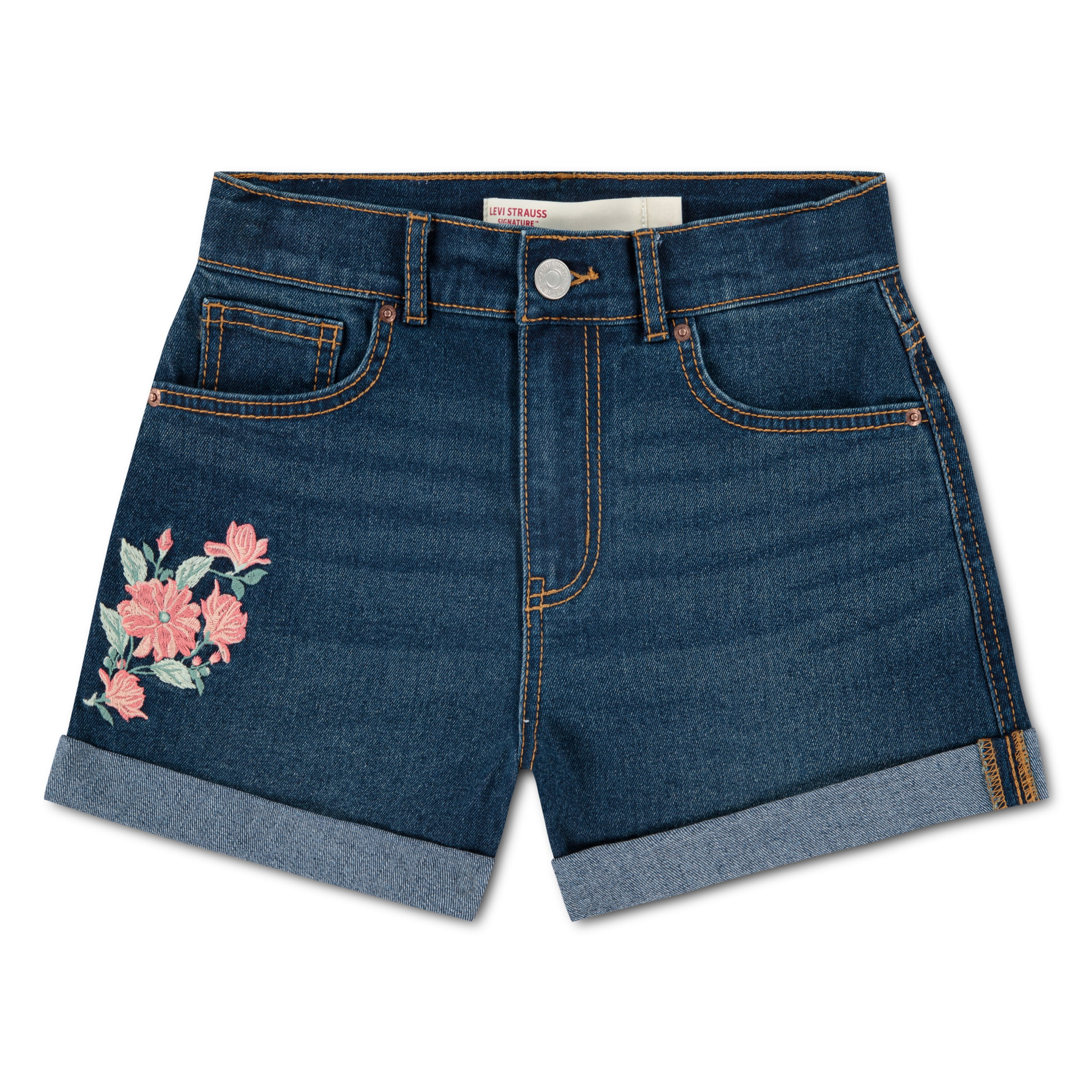 Levi Strauss Signature Girls High Rise Mom Denim Shorts, Sizes 5-18