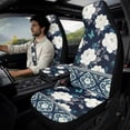 thumbnail image 3 of Xoenoiee Boho Mandala Peony Butterfly Pattern 5 Pieces PU Leather Car Seat Covers Full Set with Seat Belt Pads & Center Console Cover, Universal Auto Interior Accessories for SUV, Truck, Sedan, Van, 3 of 7
