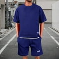 thumbnail image 2 of Tiweut Men's Short Sets Summer Loose Fit Short Sleeve Crew Neck Tees and Shorts Two Piece Sports Set Suit for Man Navy,M, 2 of 4