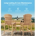 thumbnail image 3 of PASAMIC Tall Adirondack Chair Set of 2, All-Weather HDPE Outdoor Chairs with Removable Double Trays, Bar Height Adirondack Chairs for Balcony, Deck, Patio, Backyard, Wood, 3 of 7