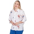 thumbnail image 3 of Alfred Dunner Womens Embroidered Flower Collared Button Front Top, 3 of 4