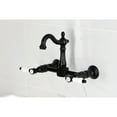 thumbnail image 2 of Kingston Brass KS2440BPL Bel-Air Double-Handle Wall-Mount Bridge Kitchen Faucet, Matte Black, 2 of 7