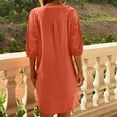 thumbnail image 4 of Dyegold Sundresses for Women Casual Beach - Plus Size Summer Cotton Linen Dresses Womens Button Down V Neck Short Sleeve Short Mini Sun Dress ​Loose ​Beach ​Dress, 4 of 8