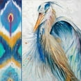 thumbnail image 2 of Pinto, Patricia 20x20 Black Ornate Wood Framed with Double Matting Museum Art Print Titled - Blue Heron Ikat II, 2 of 4