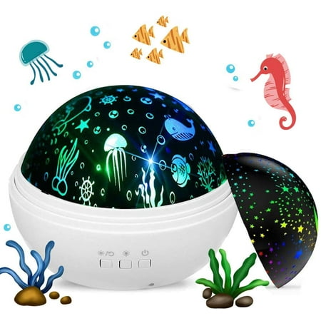 Baby Night Light Projecter, Star Moon and Ocean Wave Projector Rotating ...