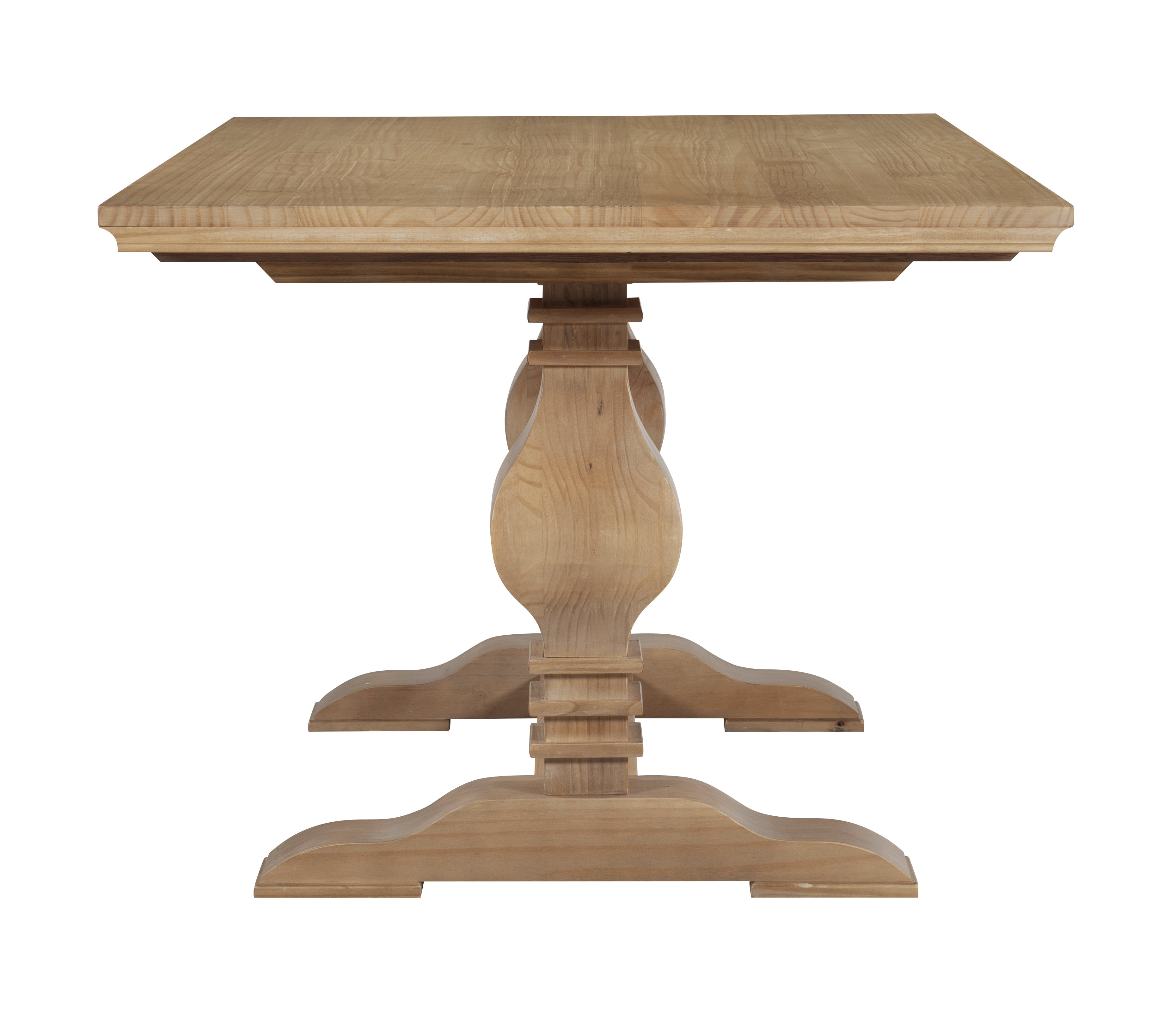 Powell Balasco Farmhouse Indoor Solid Wood Double Pedestal Dining Table, Rustic Honey