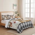thumbnail image 5 of Quilts Twin Size Bedding Set, Christmas Elk Lightweight Quilted Comforter, Xmas Ball Botanical Black Checked Wooden Soft Reversible Bedspread Coverlet with Pillow Covers for All Season, 68" x 86", 5 of 9