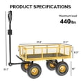 thumbnail image 5 of Ktaxon Steel Garden Dump Cart 42.3"D x 36.2"W x 20.1"H, Heavy Duty 440lbs Utility Wagon with Removable Handle, Yellow, 5 of 10