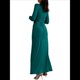 thumbnail image 2 of Vestido Midi Asimétrico con Abertura Irregular, Cuello Redondo, Larga y Cintura Fruncida para Mujer, Color Liso Verde L, 2 of 7