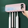 thumbnail image 2 of Wovilon Toothbrush Dryer 5 Slot Toothbrush Sanitizing Cleaner Wall Mount/Drying Rechargeable Bathroom Toothbrush No Drilling Required, 2 of 7