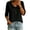 Black, variant on Womens T-Shirts Solid Color V-Neck Three Quarter Sleeve Loose Fit Pullover Tops Soft Cotton Blend Lightweight Breathable Jersey Knit Shirts Summer Spring Apparel White L