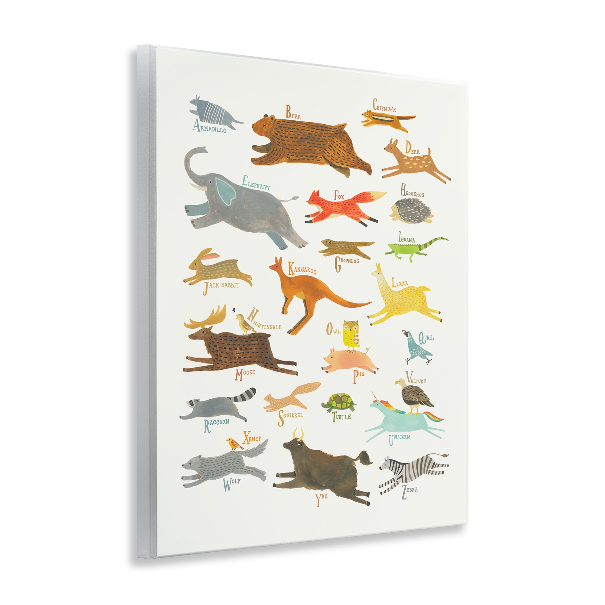 Stupell Industries Wild Animals Alphabet Education Painting Unframed Art Print Wall Art, 11 x 14