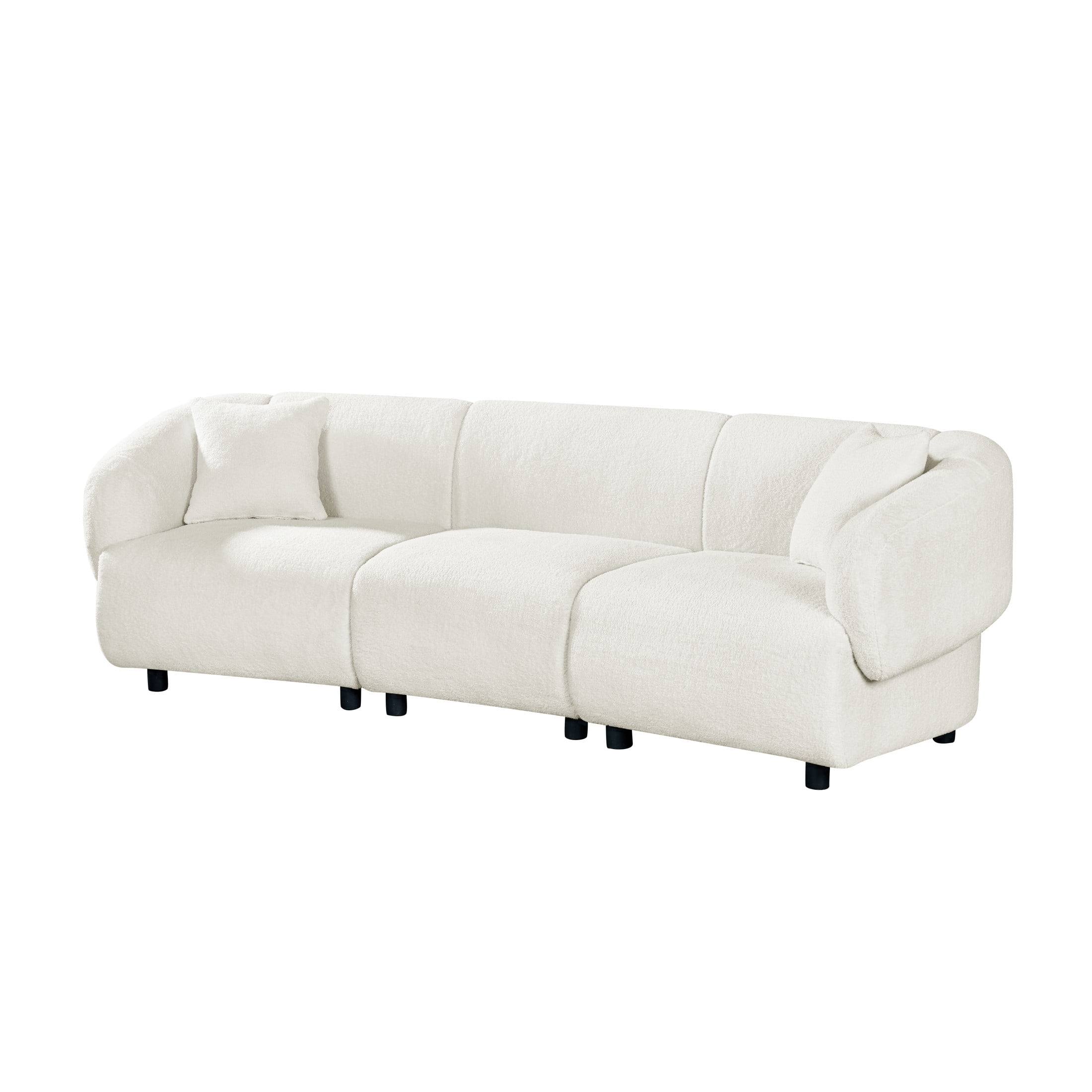 Christopher Knight Home 98.5" Curved Contemporary 3-Seat Sofa with Upholstered Plush Seating, Beige