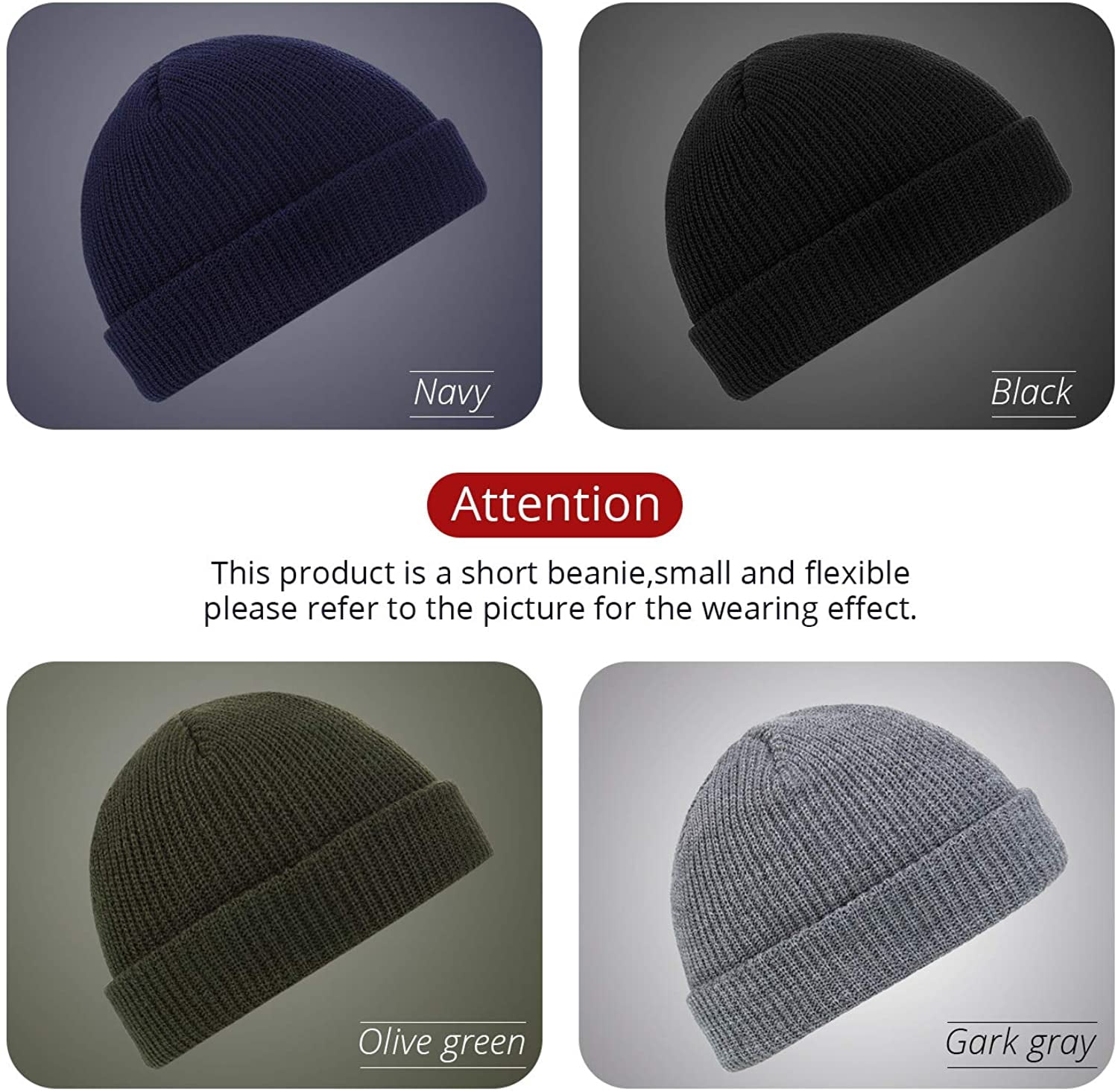 Topsem - TOPSEM Trawler Beanie Watch Hat Roll Up Edge,Winter Warm Knit