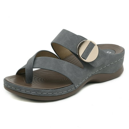 

tranfacy Wedge Sandals for Women Women s Fashion Casual Comfortable Sandals Color Platform Wedge Metal Buckle Sandals