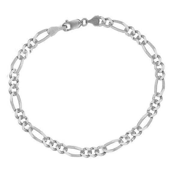 Ritastephens 925 Sterling Silver 5.4mm Classic Figaro Link Chain Lobster Lock Wrist Bracelet 8.5"