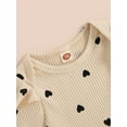 thumbnail image 6 of Cenuakty Baby Girl Summer Outfit Heart Print Rib Knit Short Fly Sleeve Romper Elastic Waist Shorts Headband 3Pcs Clothes Set, 6 of 9