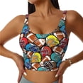 thumbnail image 3 of Goofa American Football Printed Sports Bras for Women, High Impact Running Bra Workout Crop Tank Tops Longline Sports Bra Push up-Medium, 3 of 9