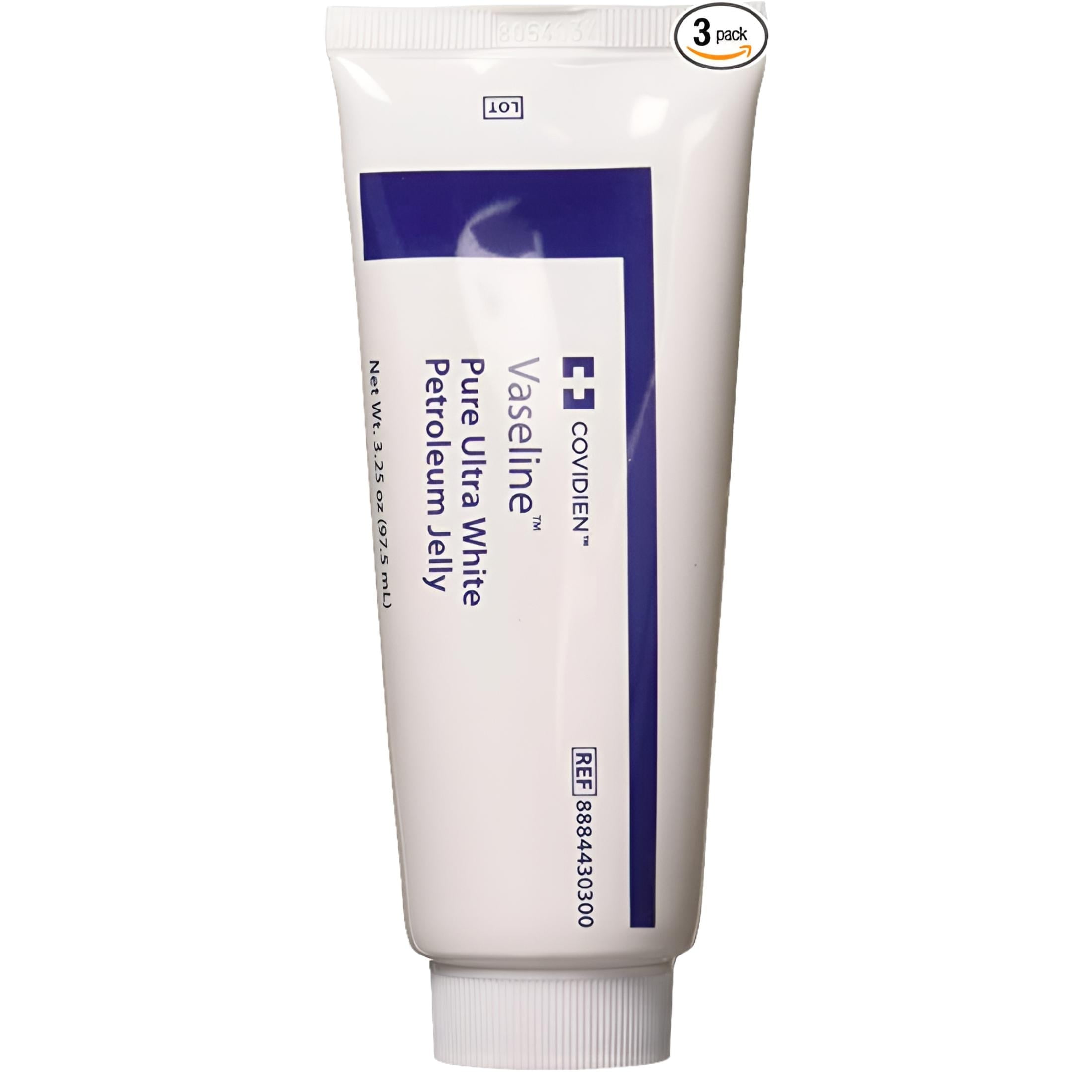 Vaseline Pure Ultra White Petroleum Jelly, Non-Sterile, Soothing, 3.25 oz  Squeezable Tube