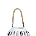 thumbnail image 2 of Wooden Lantern with Octagonal Cut Out and Rope Hanger, Medium, White- Saltoro Sherpi, 2 of 5