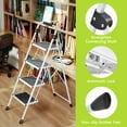 thumbnail image 7 of 4 Step Ladder, KK KINGRACK Folding Metal Step Stool with Wide Pedal & Safety Lock for Home Office, 330 lbs, White, 7 of 7