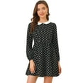 thumbnail image 1 of Vestido Corto Allegra K Con Cuello Peter Pan de Manga Larga y Lunares Negro XL, 1 of 6