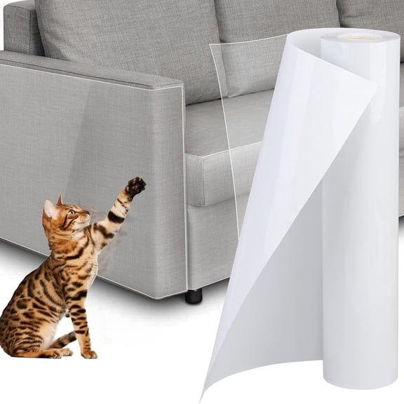 XIBUFE Large Cat Scratch Furniture Protector,Transparent Couch Protector from Cat Claws,Single-Sided Self Adhesive Anti Pet Deterrent Sofa Cover Couch Cat Scratch Protector